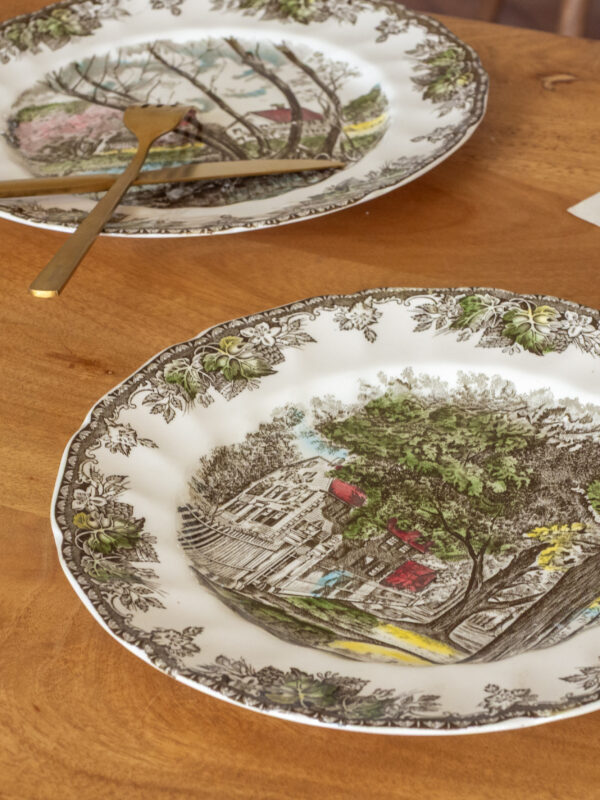Deux assiettes plates polychromes Friendly village – Image 3